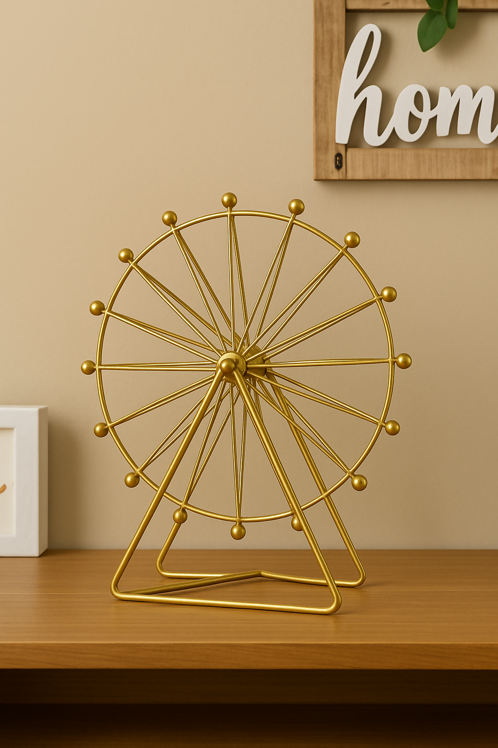 HOME DECOR Modern Minimalist Rotating Iron Wheel Tabletop Sculpture