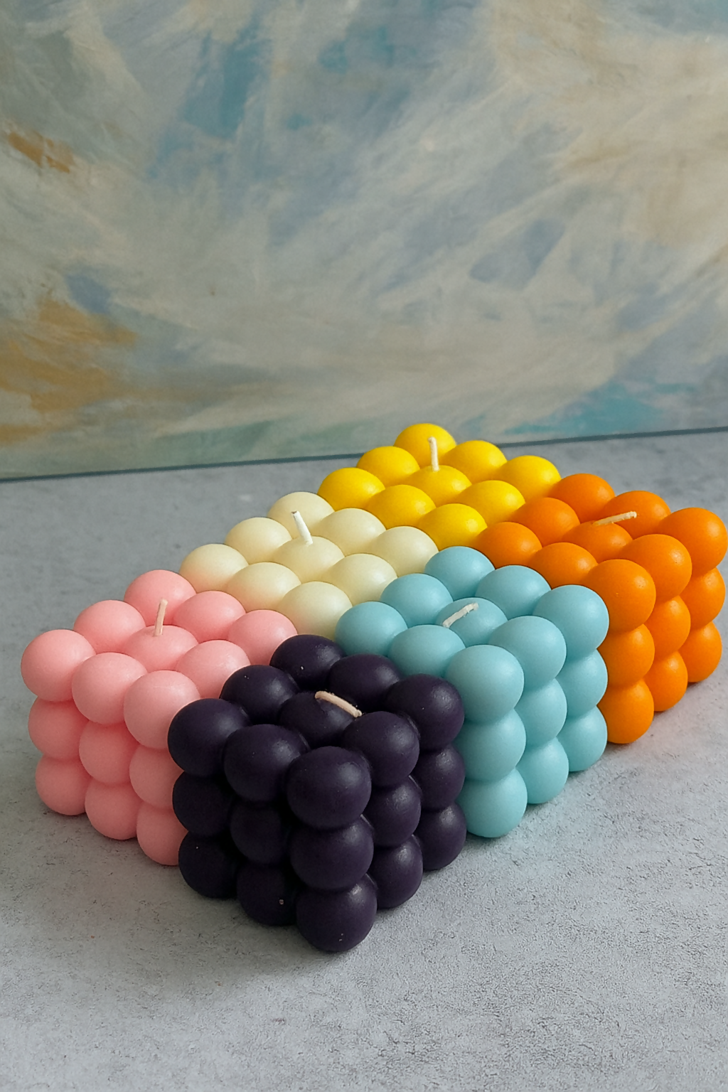 Set of 12 Aesthetic Bubble Cube Scented Candles – Handmade Soy Wax Candles in Assorted Pastel & Bold Colors – Decorative Aromatherapy Candle Set for Home Décor, Gifts, Birthdays, or Relaxation