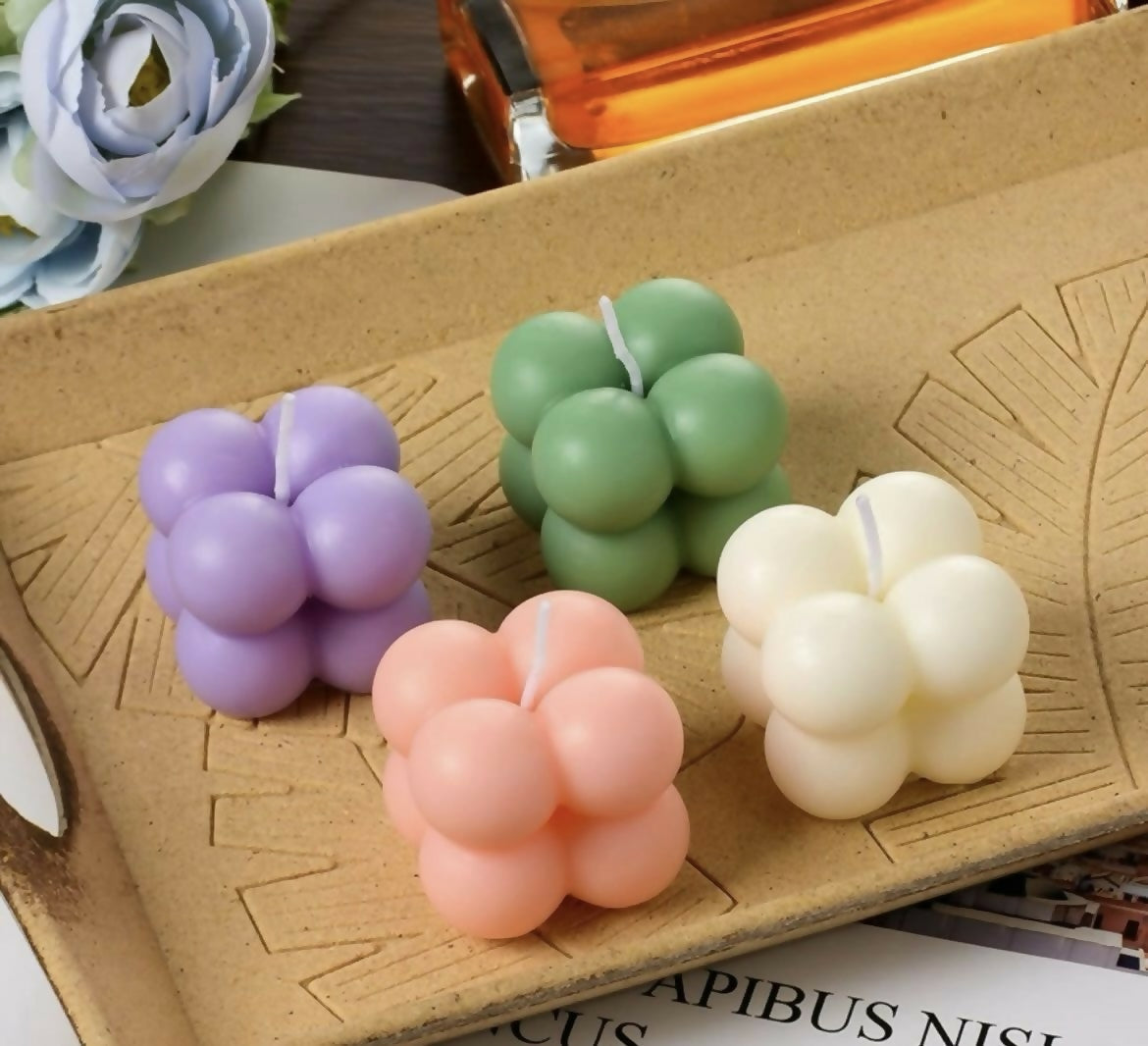 Aesthetic Bubble Cube Scented Candles – Set of 4 Handmade Soy Wax Candles in Pastel Colors for Home Decor, Aromatherapy, Gifts, and Party Decoration – Lavender, Green, Peach, and Cream Aesthetic Bubble Cube Scented Candle Set (Pack of 8)