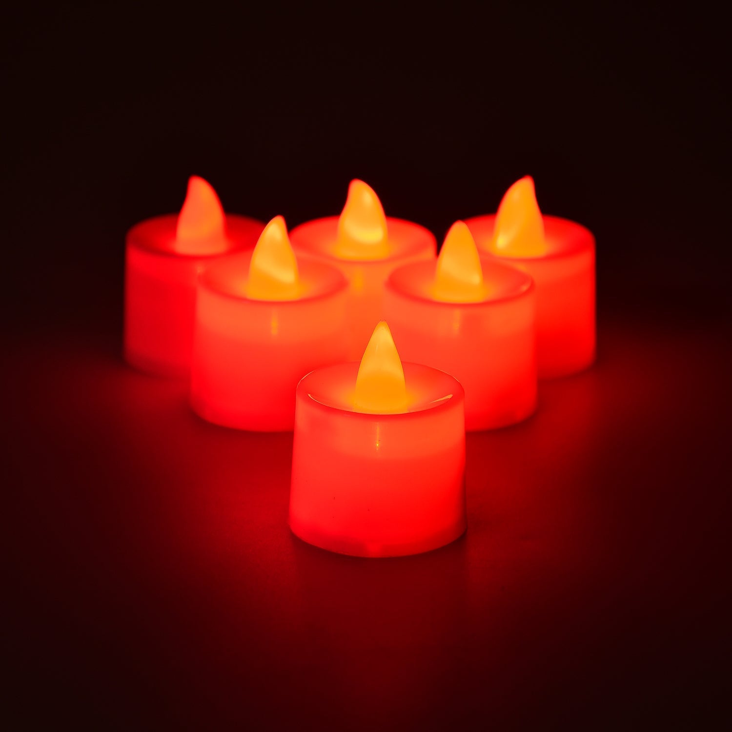 Red LED Tealights – Smokeless Flameless Candles for Home Décor, Diwali (24 Pcs)
