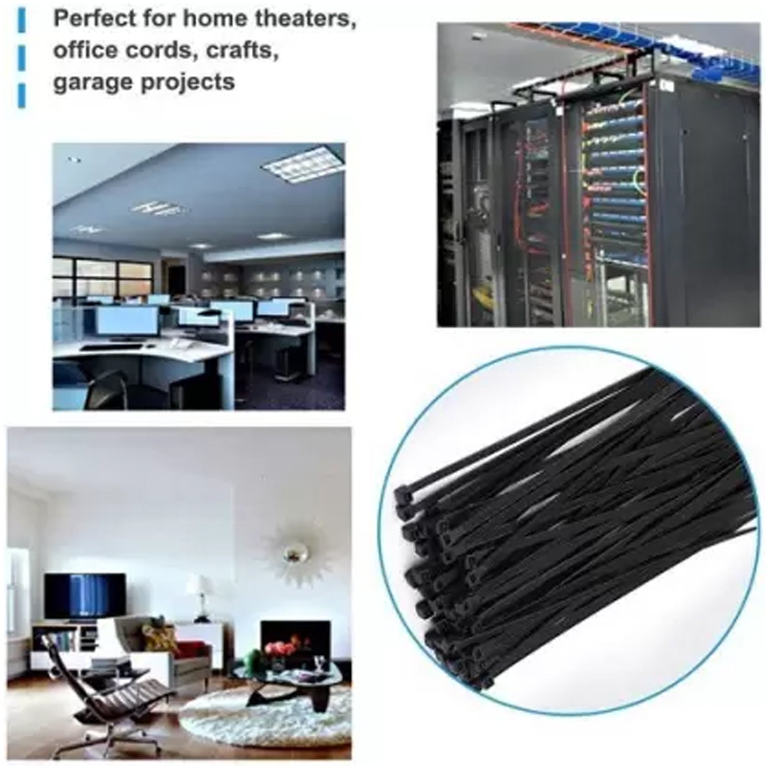 3×100 MM Nylon Self Locking Cable Ties, Heavy Duty Strong Zip Wire Tie. Pack of 100pc - Black
