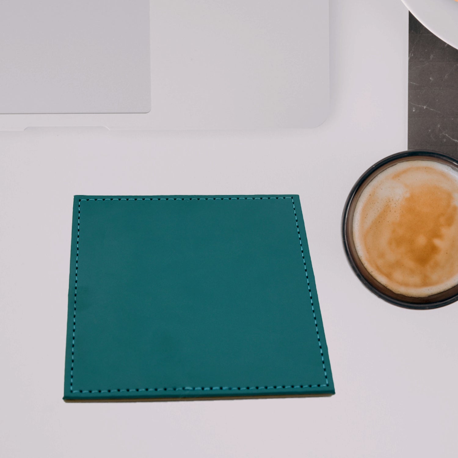 Square Leather Tea Coaster – Durable Dining Table Accessory (1 Pc)
