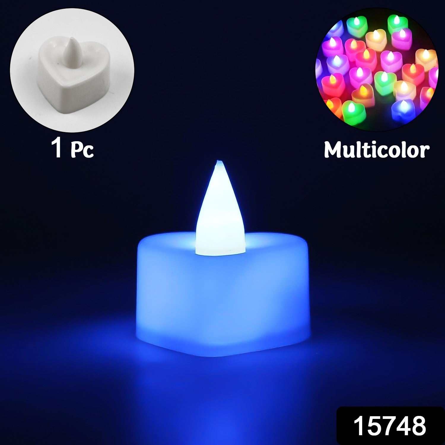 LED Tealights, Smokeless Plastic Decorative Candles, Diwali (Pack Of 1 / Multicolor)