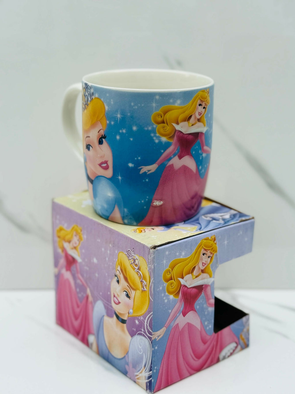 Colorful Cartoon Princess-Themed Ceramic Mug with Gift Box – Kids Drinking Cup with Printed Design – Ideal for Gifting & Everyday Use