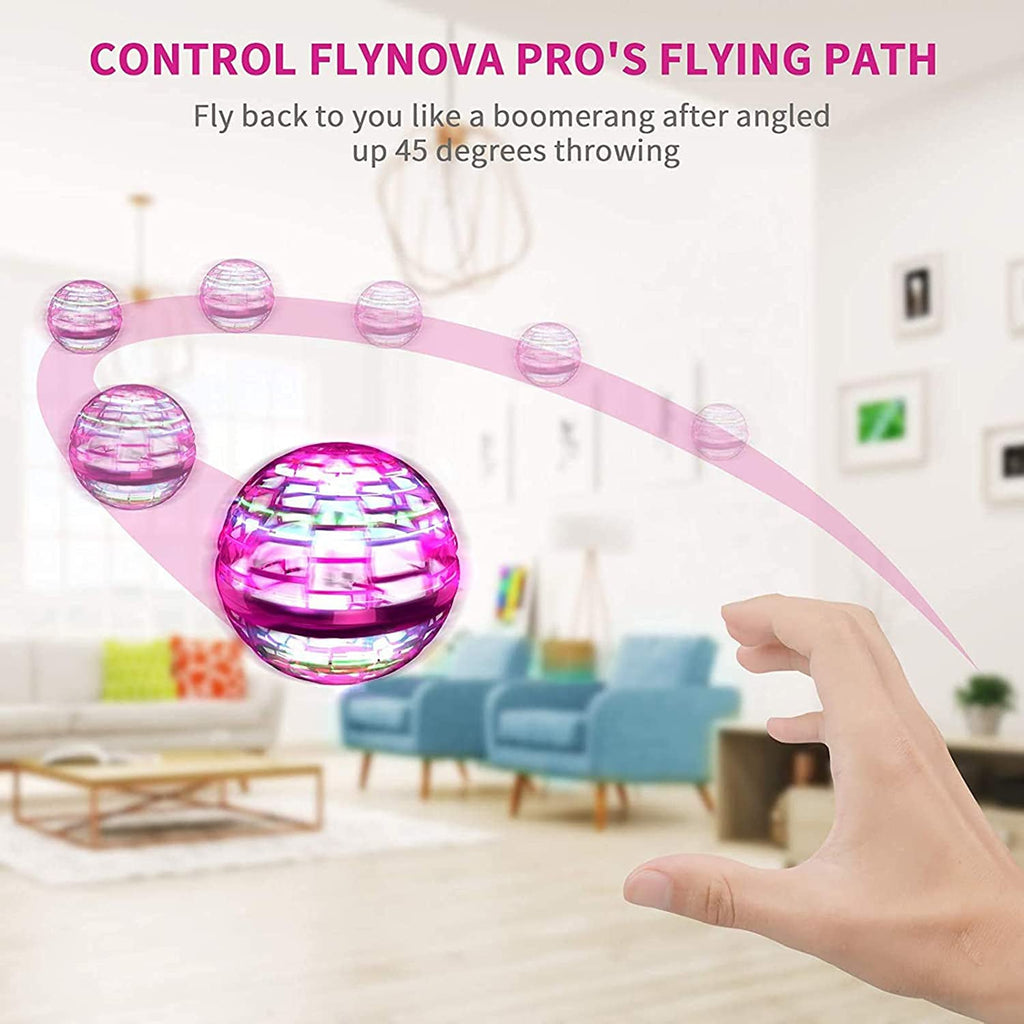 Flying Ball Toys, USB Rechargeable Built-in RGB Lights 360°Rotating Magic Controller