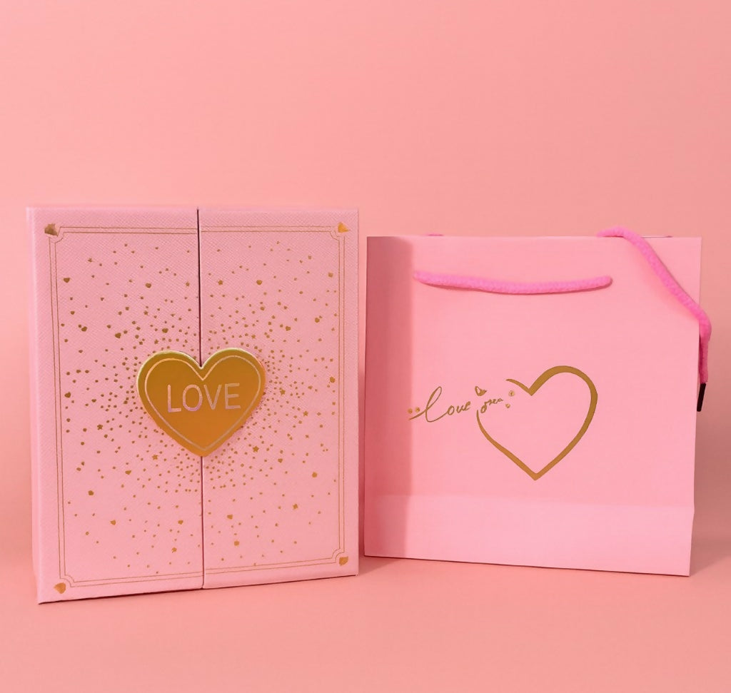 Luxury Jewelry Gift Box with Artificial Roses, Necklace & Earrings | Romantic Gift Set for Wife, Girlfriend, Mom | Perfect for Valentine’s Day, Anniversary, Birthday, Wedding & Special Occasions