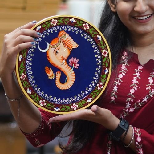 Hand-Painted Ganesha Pichwai Wall Plate