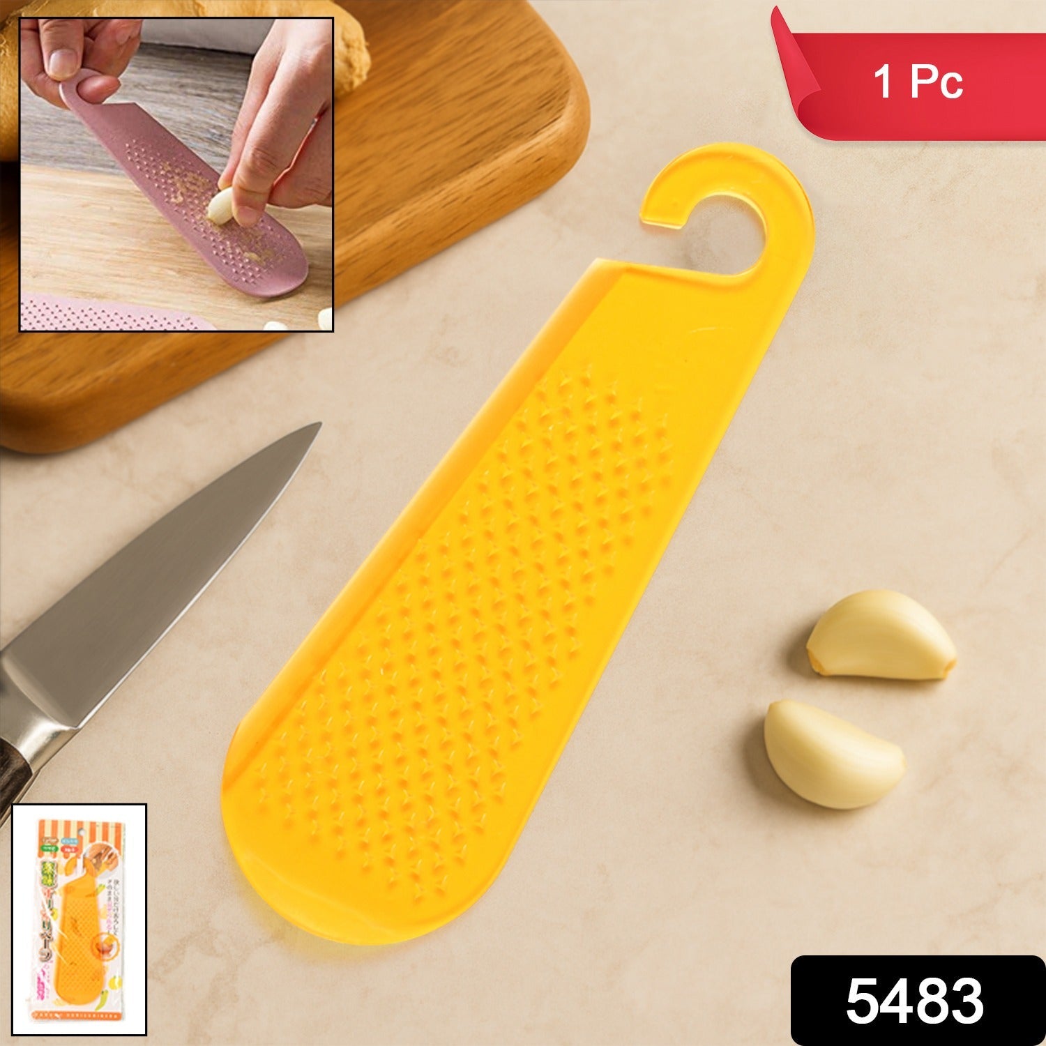 Multipurpose Garlic and Ginger Grater Peeler Tool with Hanging Hook – 1 Pc