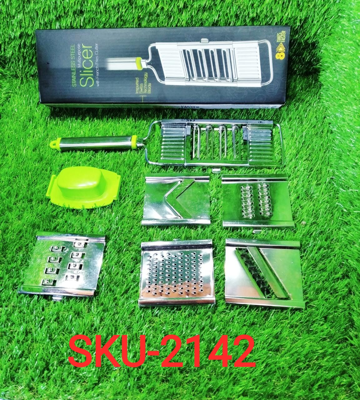 6 in 1 Stainless Steel Kitchen Chips Chopper Cutter Slicer and Grater with Handle