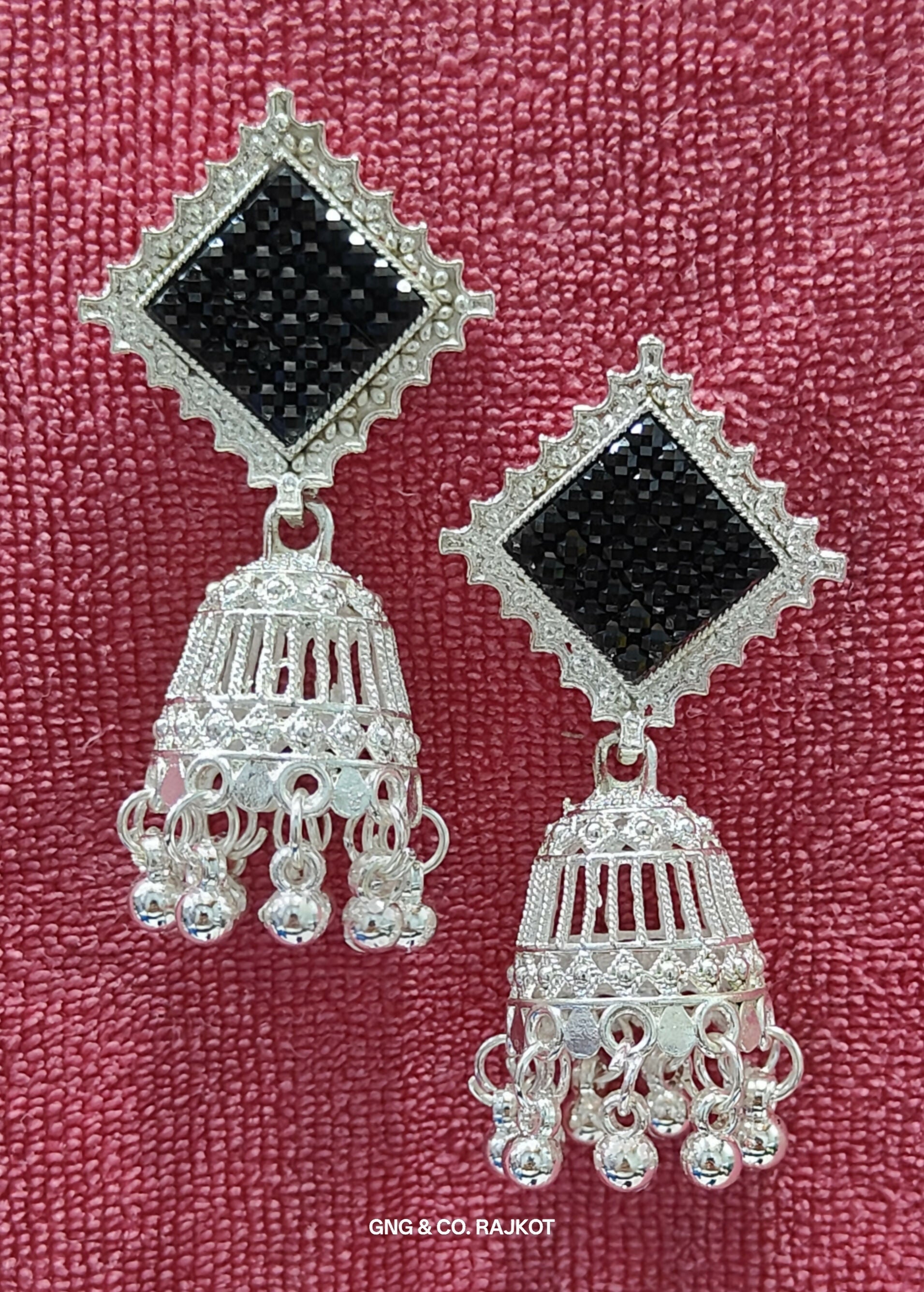 White Gold Square Jhumka