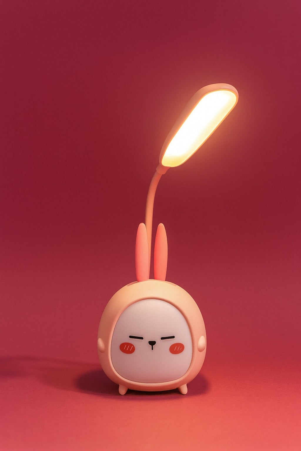 Adorable Pink Bunny Shaped LED Desk Lamp with Flexible Neck – Cute Cartoon Night Light for Kids, Study, and Home Décor – Warm Eye-Friendly Light, USB Rechargeable