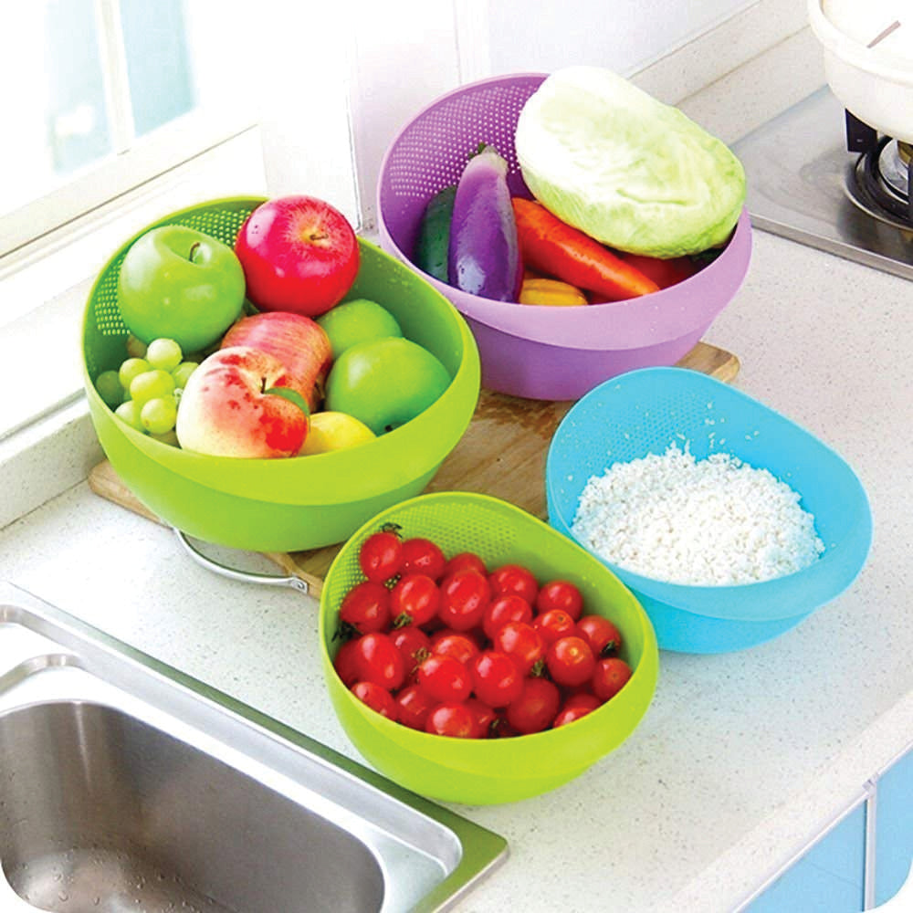 Kitchen Plastic big Rice Bowl Strainer Perfect Size for Storing and Straining