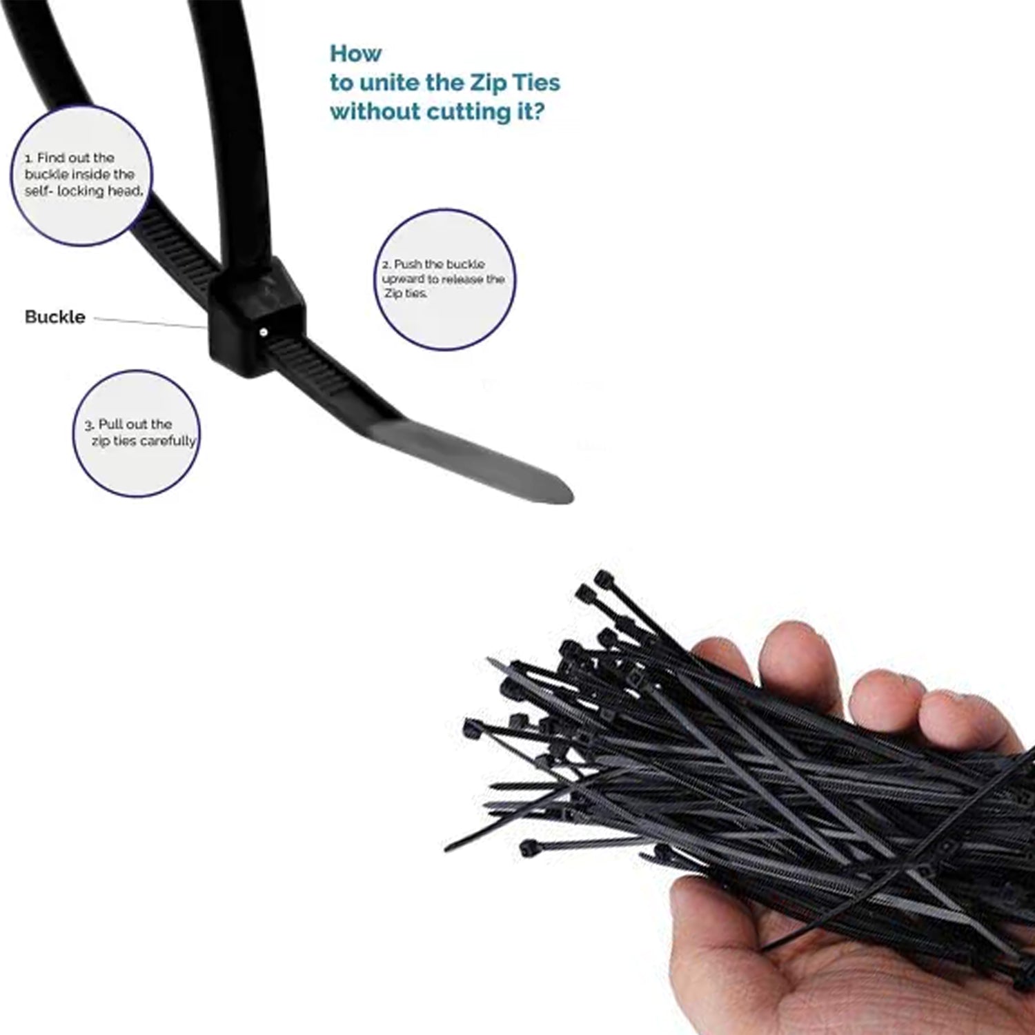 3×100 MM Nylon Self Locking Cable Ties, Heavy Duty Strong Zip Wire Tie. Pack of 100pc - Black