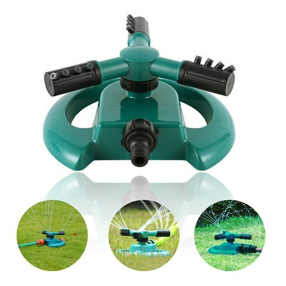 3 Arm 360° Sector Rotating Water Sprinkler Garden Pipe Hose Irrigation Yard