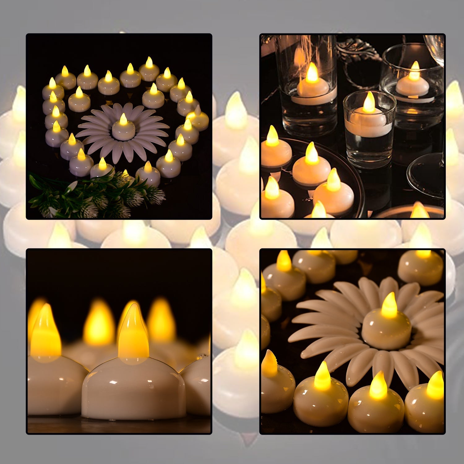 Set of 12 Flameless Floating Candles Battery Operated Tea Lights Tealight Candle - Decorative, Wedding., Diwali( Diya , Divo , Diva , Deepak , Jyoti ,)