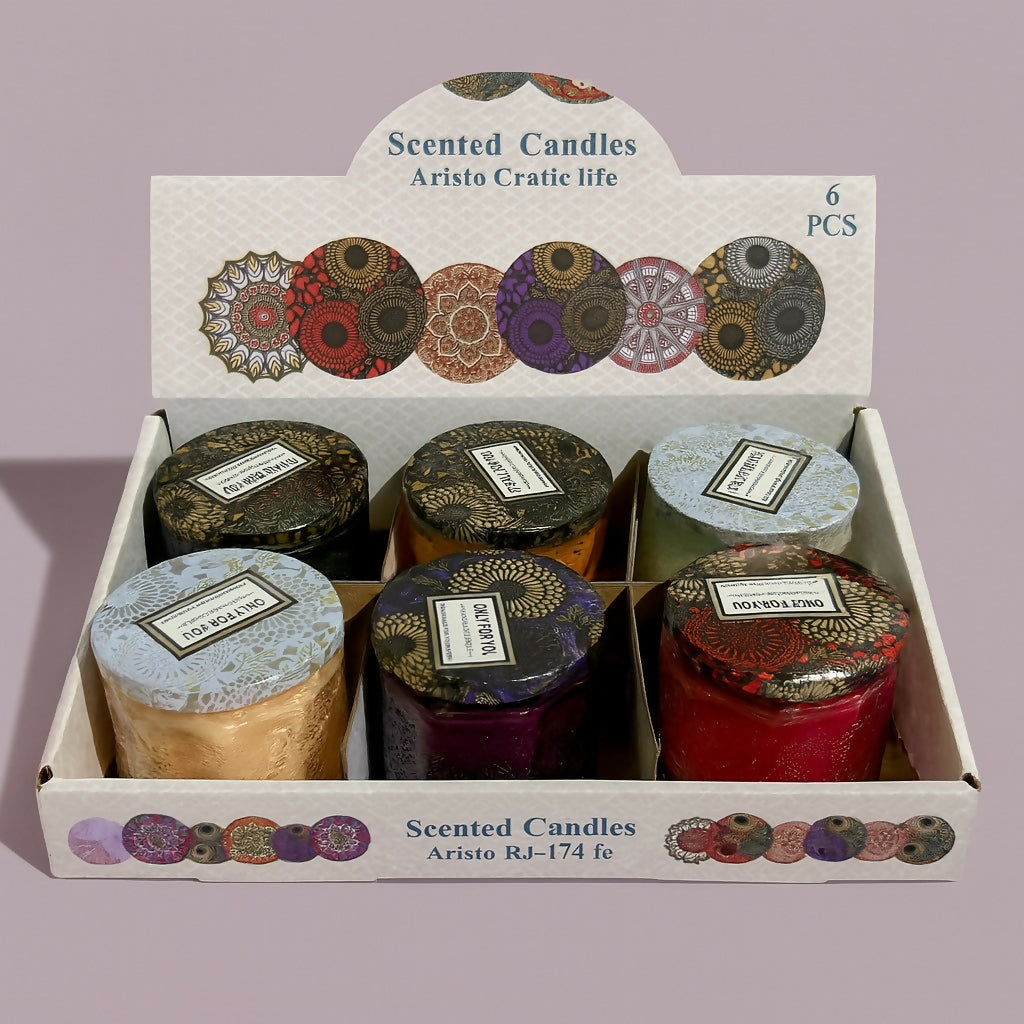 Luxury Scented Candle Gift Set of 6 | Aromatherapy Candles in Decorative Glass Jars | Premium Fragrance Candles for Home Decor, Spa, and Gifting