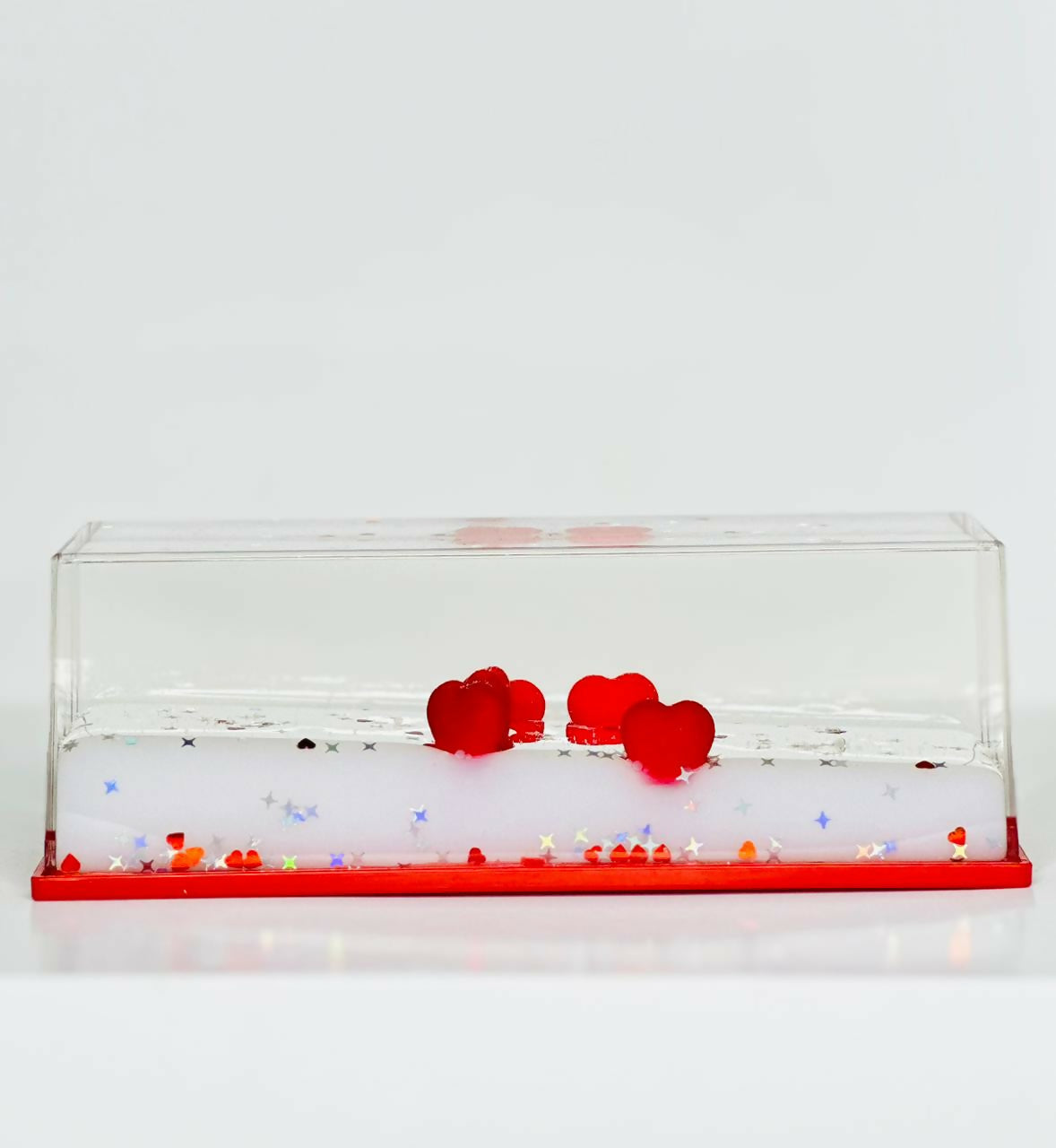 Frosted Hearts Dream Dome Acrylic Liquid Motion Teddy Love Sign Block | Valentine's Day Gift | Romantic Desk Showpiece | Clear Decorative Display with Floating Glitter