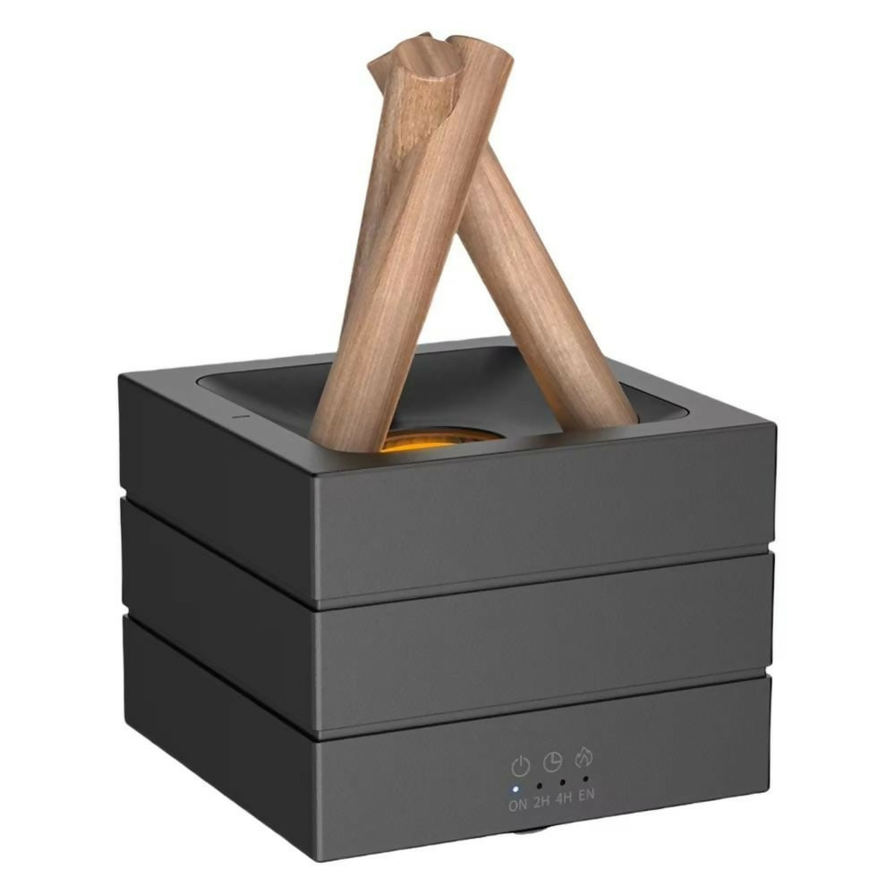 HOME DECOR Square Campfire Style Flame Aroma Diffuser with Wooden Log Design – 280ml Ultrasonic Essential Oil Diffuser & Humidifier with Colorful Lights, Timer Settings & Auto Shut-Off