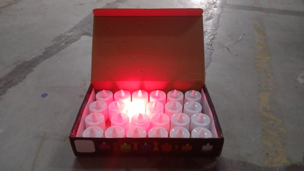 Red LED Tealights – Smokeless Flameless Candles for Home Décor, Diwali (24 Pcs)
