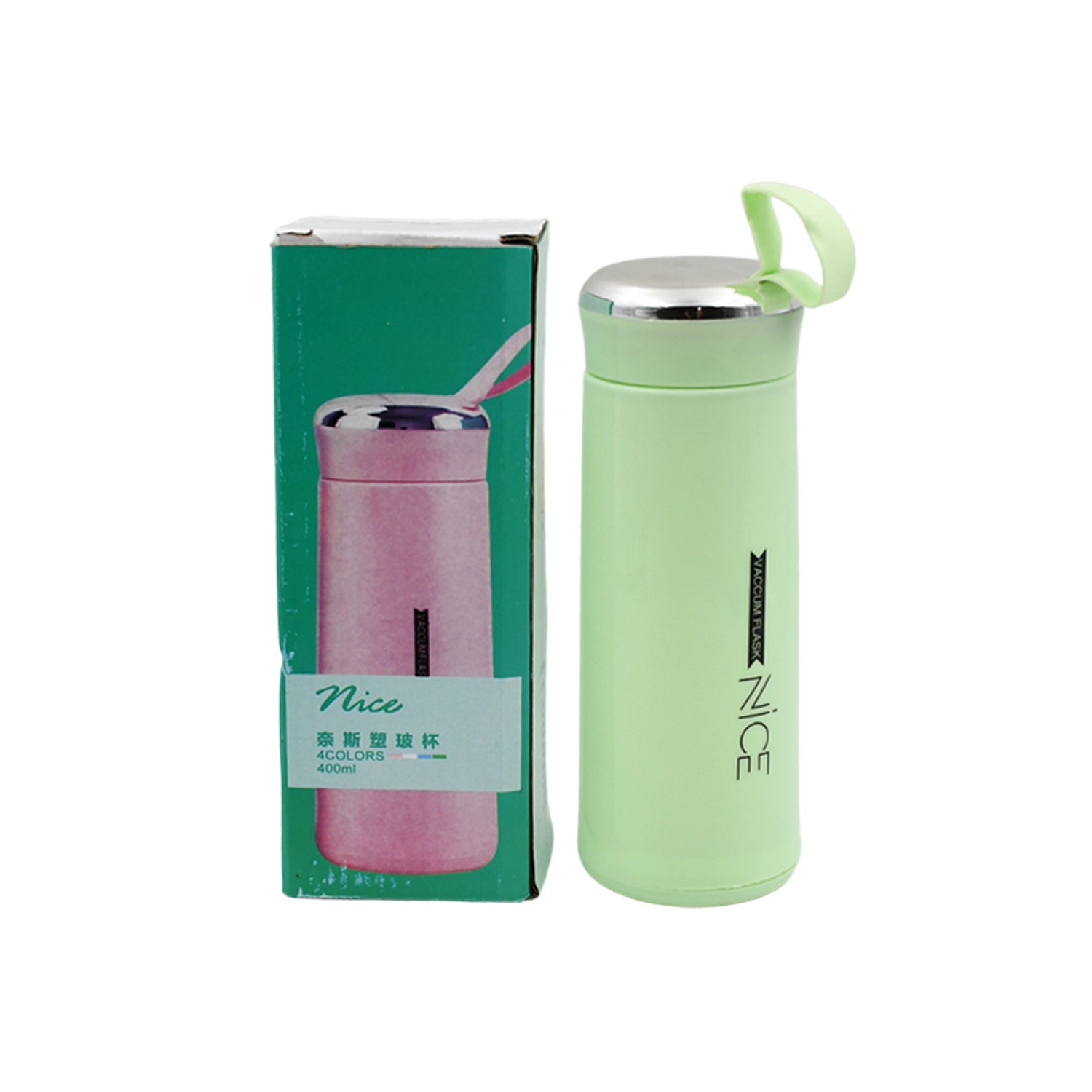Water bottle 400ml leak proof, glass water bottle with daily water intake for gym and children, Nice Bottle (1 pc /Mix Color)