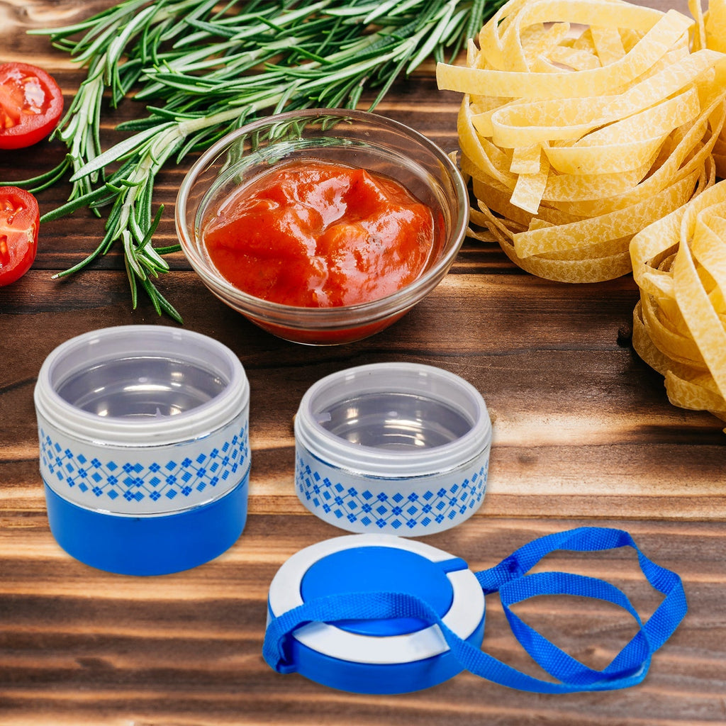 3 layer Adjustable Insulated Tiffin Set of 1, Blue 3 Containers Lunch Box