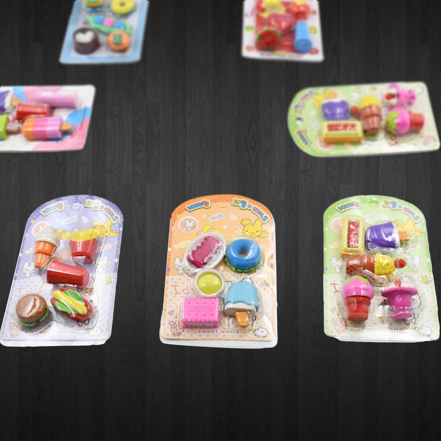 Mix Design Fancy Erasers Set – Colorful & Stylish Erasers for Kids, Birthday Gift & School Prize (1 Set)