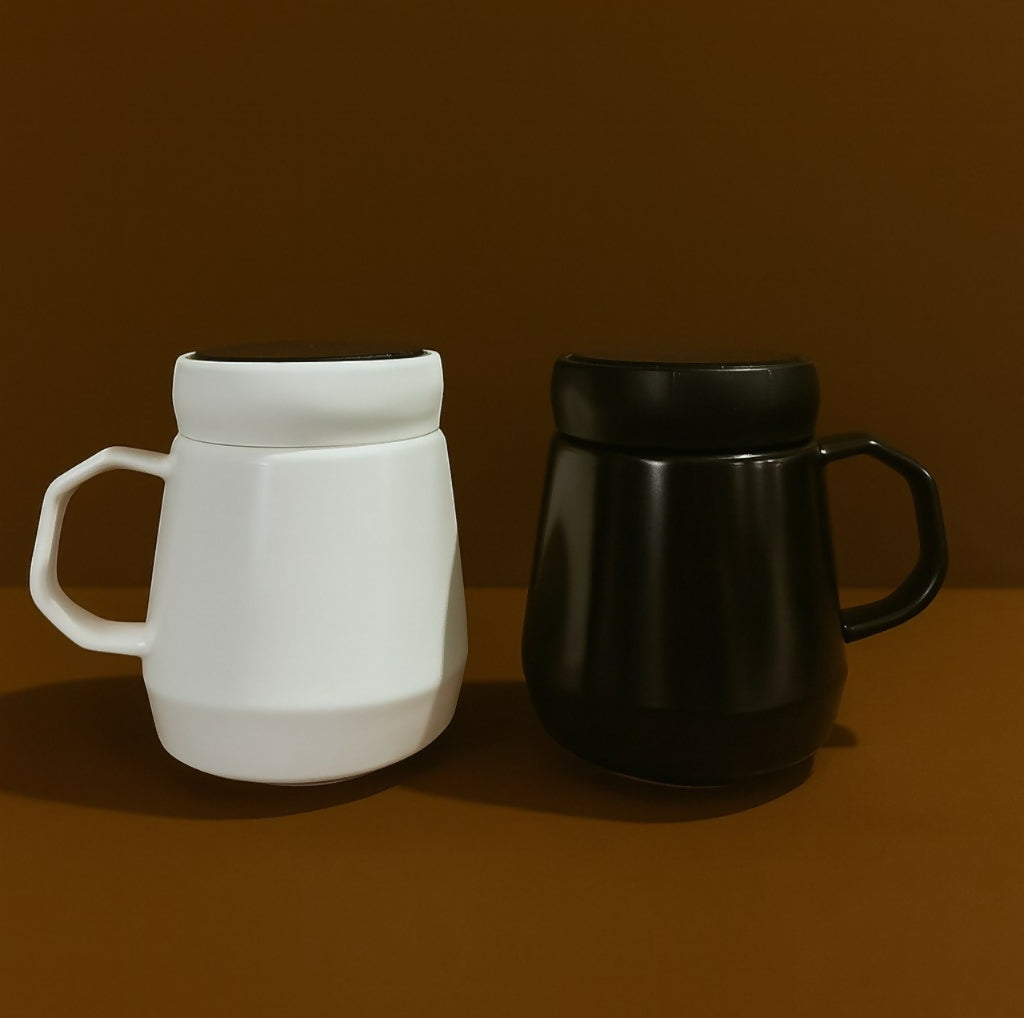 King and Queen Ceramic Mug Set with Golden Crown Print – Black and White Couple Coffee Mugs in Gift Box by Fishon Ceramics – Elegant Tea Cups for Wedding, Anniversary, Valentine’s Day