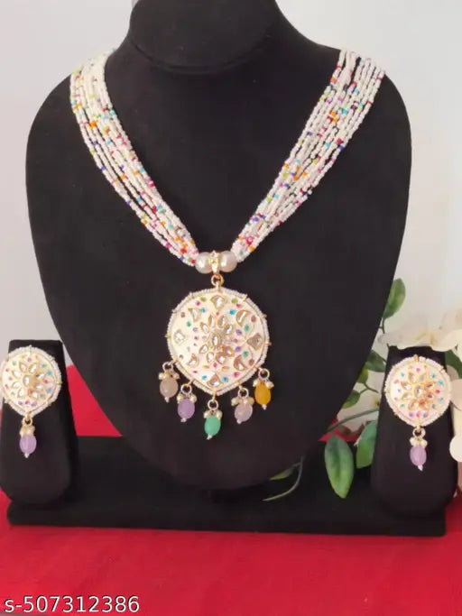 Multicoloured Traditional Weddingwear Necklace Earrings