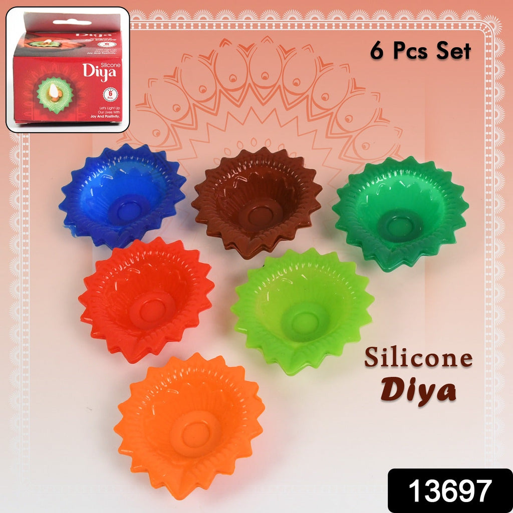 Silicone Diya for Diwali Attractive Design Colourful Diya Combo, Diwali (6 Pcs Set)