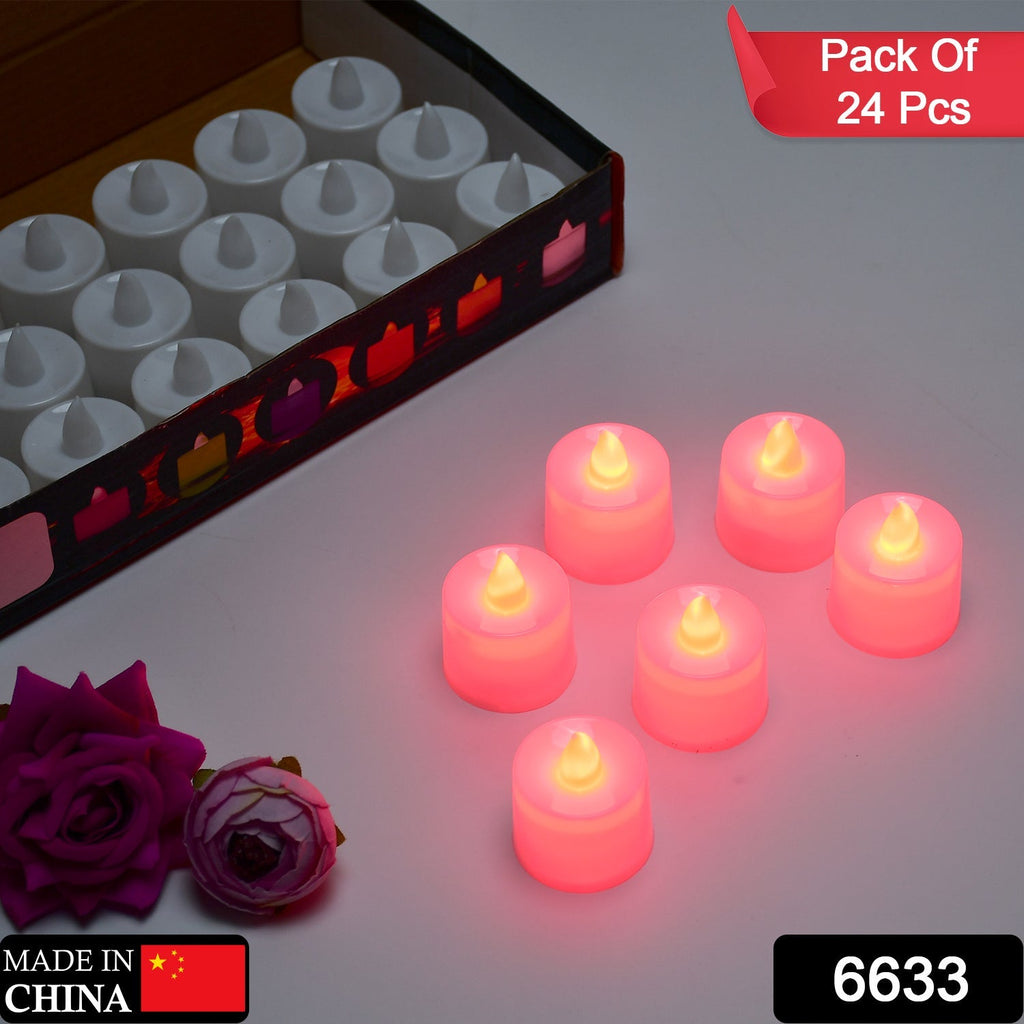 Red LED Tealights – Smokeless Flameless Candles for Home Décor, Diwali (24 Pcs)