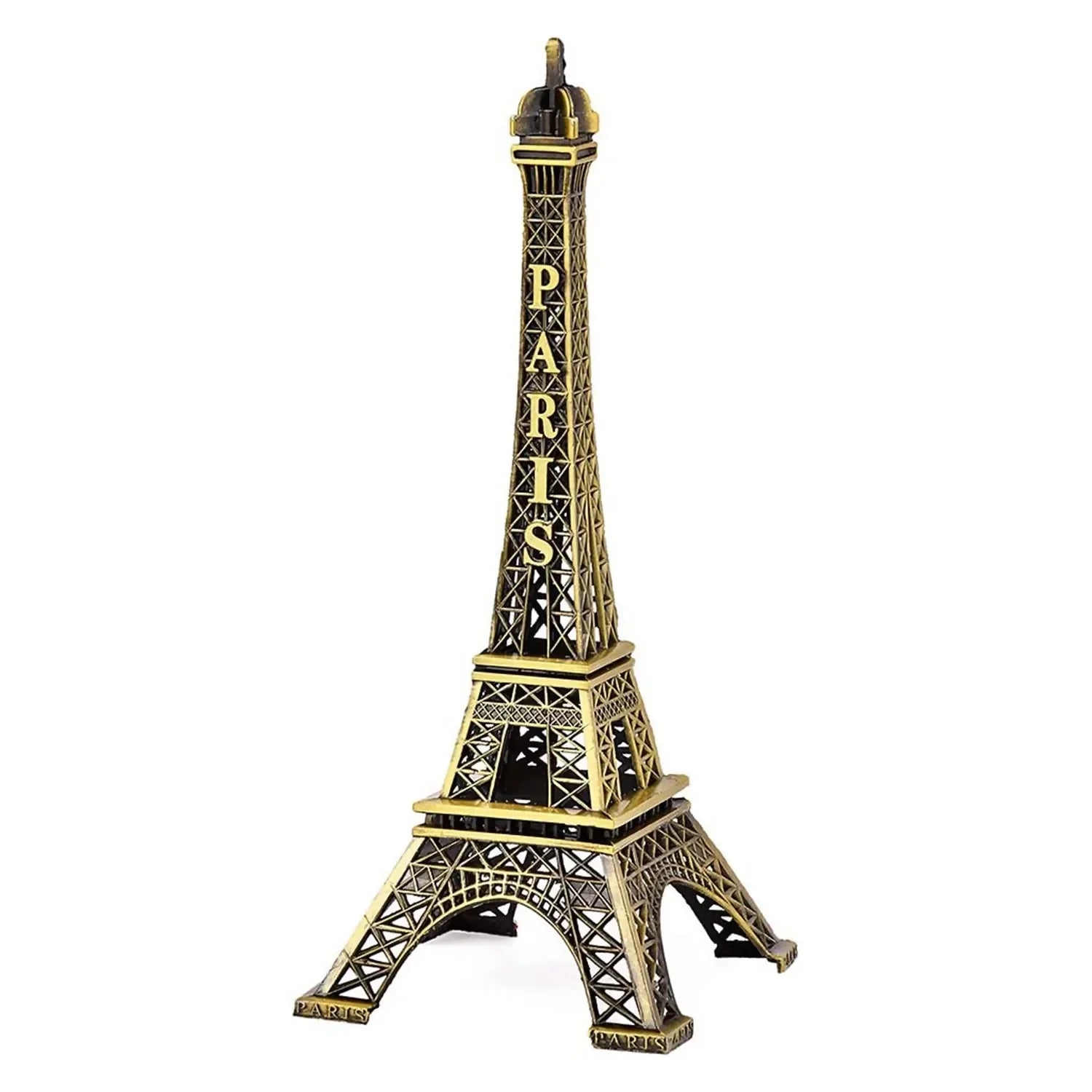 Miniature Eiffel Tower Statue – 13 cm Height × 5 cm Width – Paris Souvenir Decorative Showpiece for Home, Office & Desk Décor – Vintage Bronze Finish Metal Model