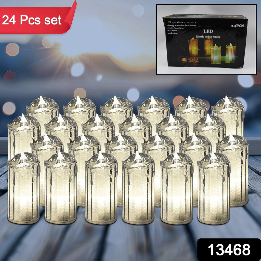 24 Pc Flameless and Smokeless Decorative Melting Candles LED Tea Light Candle Flickering Electronic Candle, Diwali