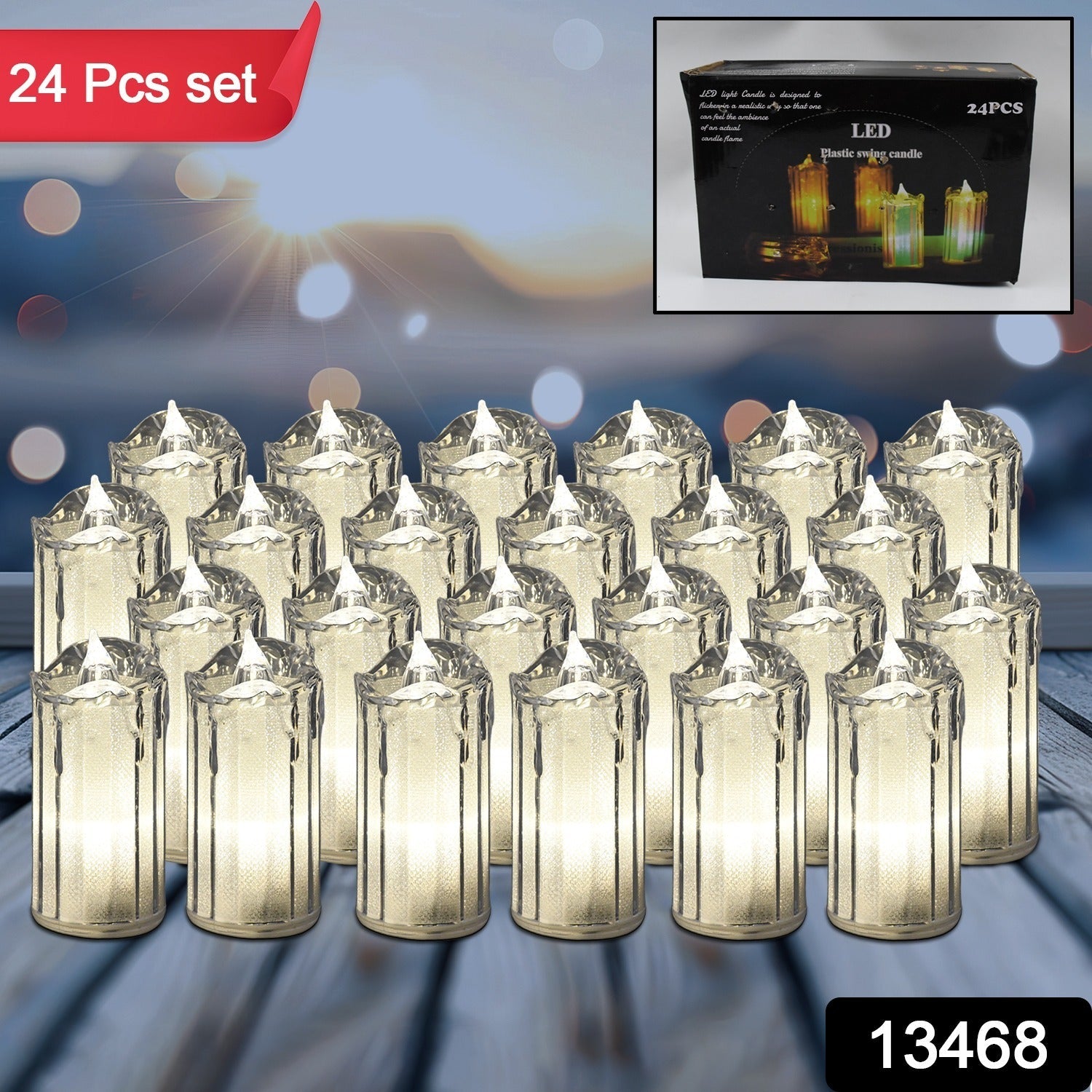 24 Pc Flameless and Smokeless Decorative Melting Candles LED Tea Light Candle Flickering Electronic Candle, Diwali
