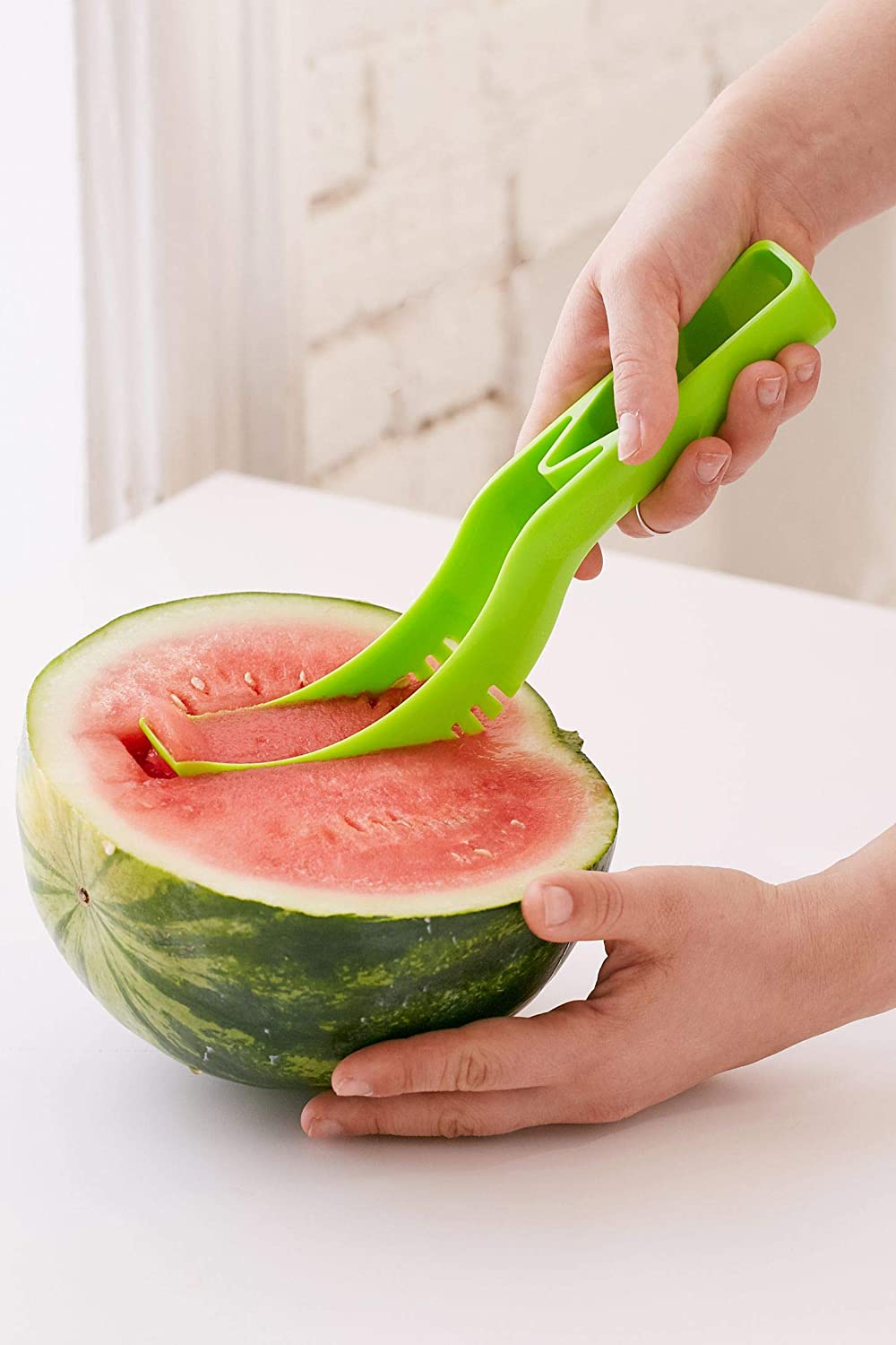 Plastic Watermelon Cutter, Slicer, Corer & Server – Easy to Use Fruit Tool
