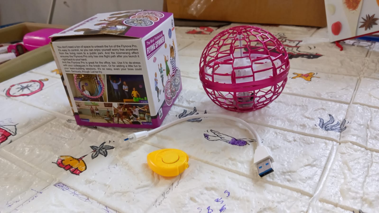 Flying Ball Toys, USB Rechargeable Built-in RGB Lights 360°Rotating Magic Controller