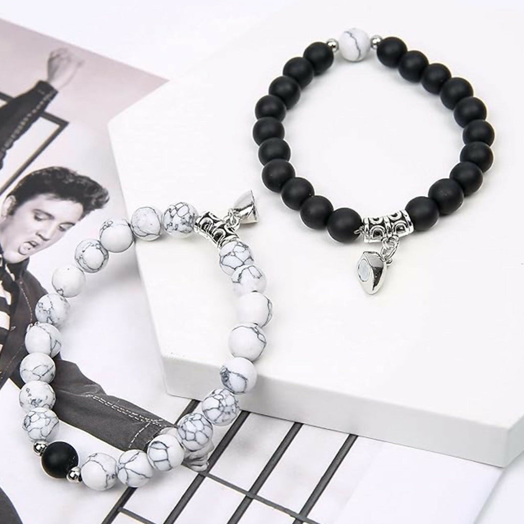 Silver Shine Magnetic Attraction Heart Couple  Bracelet