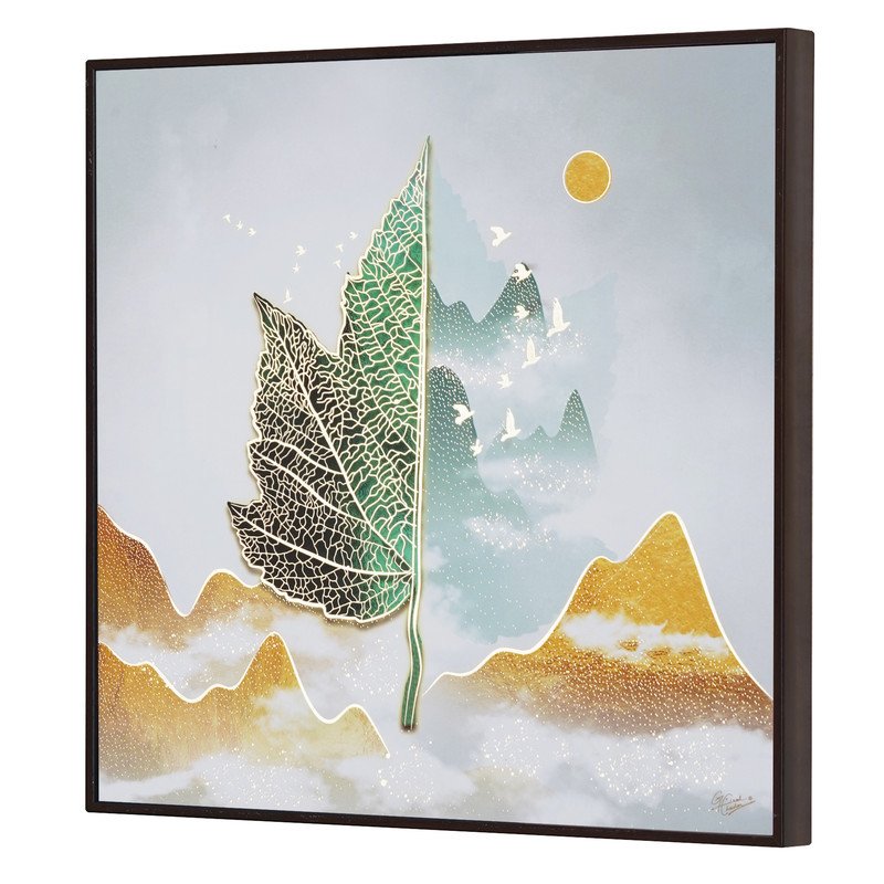 Golden Embossed Wall Painting For Home Decoration , Paintings for Living Room , Modern Art Wall Pinting, For Home Decor (12X12 INCH)