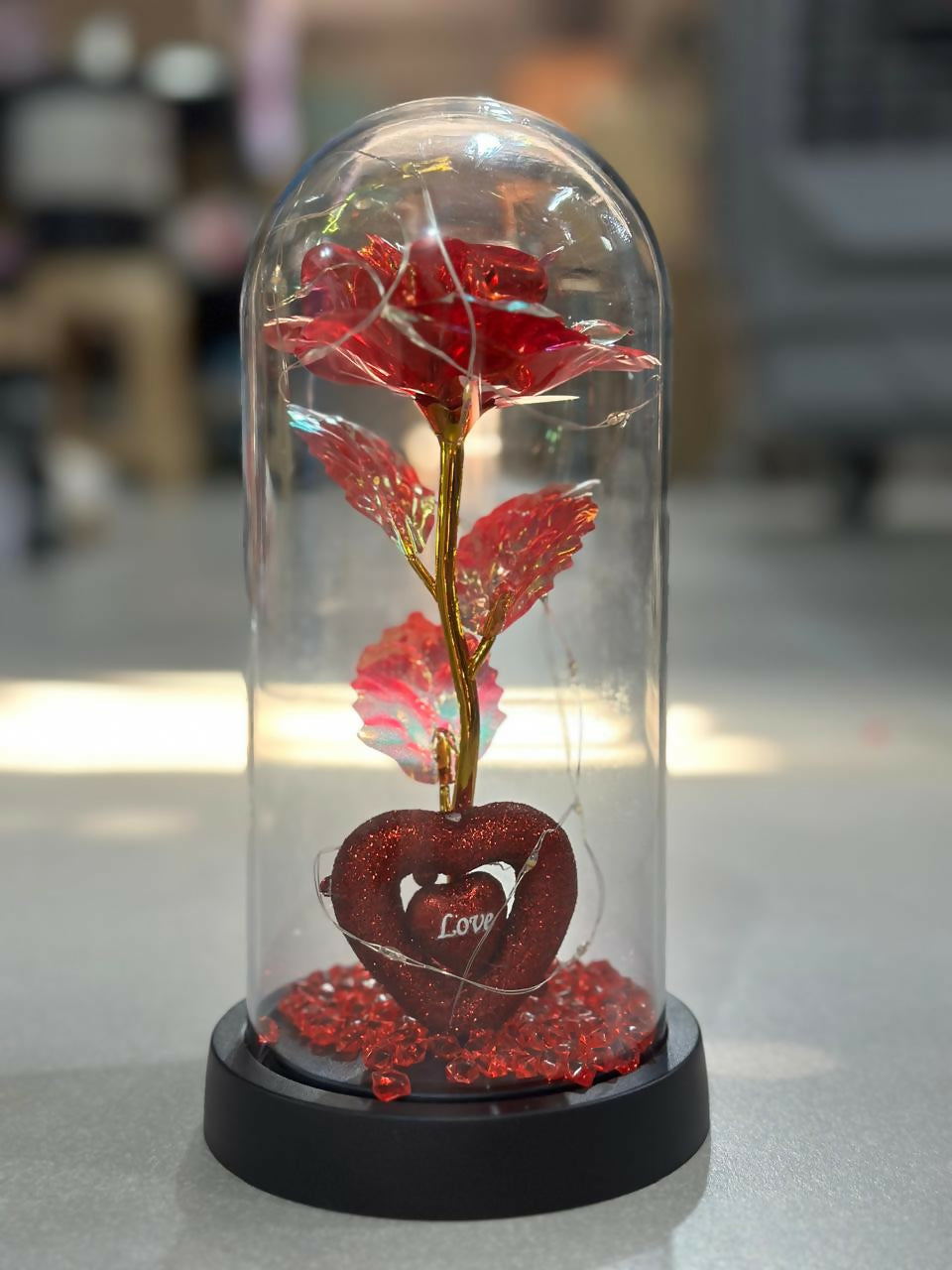 Eternal Rose Dome Lamp Thanksgiving Christmas Gifts for Women - Glass Galaxy Rose in Dome Beauty and The Beast Rose (Upgrade Version) flower Gifts for Birthday Anniversary and Party