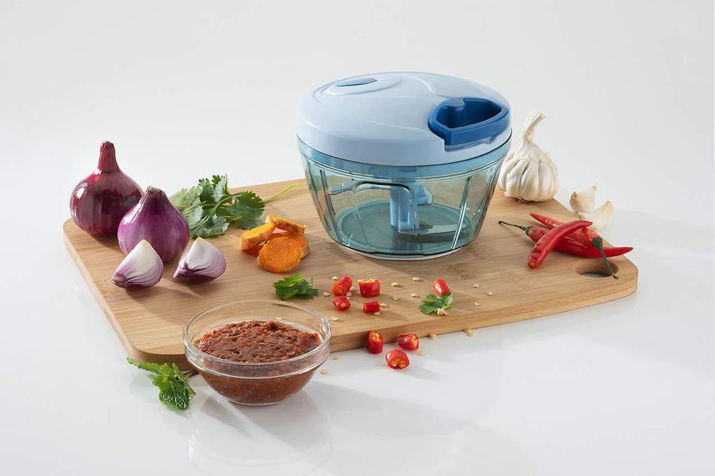 Manual Stainless Steel Blades Compact Hand Held Vegetable Chopper / Slicer (Brown Package Box)