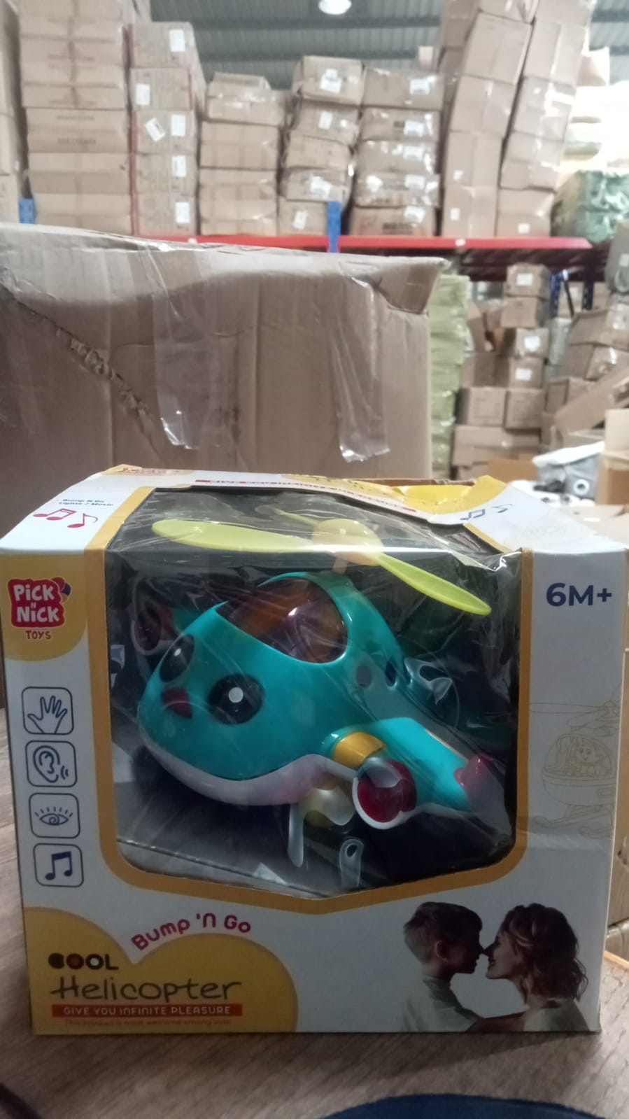 Helicopter Airplane Musical Toy - Electronic Moving Plane with Lights, for 6-18 Months, Encourages Crawling