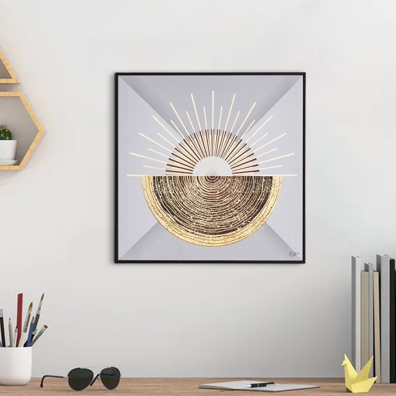 Golden Embossed Wall Painting For Home Decoration , Paintings for Living Room , Modern Art Wall Pinting, For Home Decor (12X12 INCH)