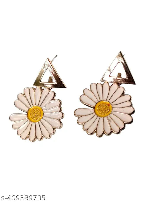 Goldplated Floral Sunflower Earrings with Different Shaped Tops