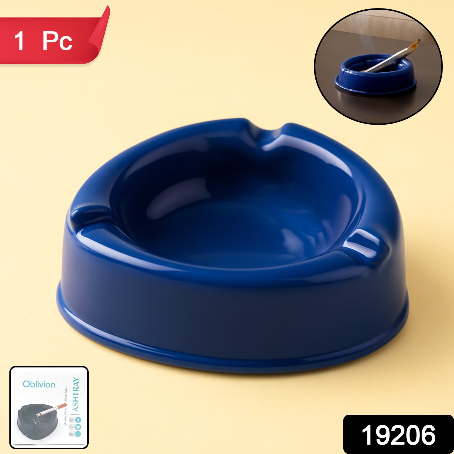 Oblivion Dark Blue Plastic Ashtray (1 pc)