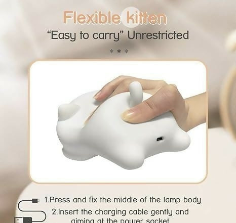 Cute Dog-Shaped Silicone Night Light for Kids – Soft Touch LED Bedside Lamp with Warm Glow – Rechargeable Animal Night Lamp for Baby Room, Nursery, Bedroom or Desk Decor