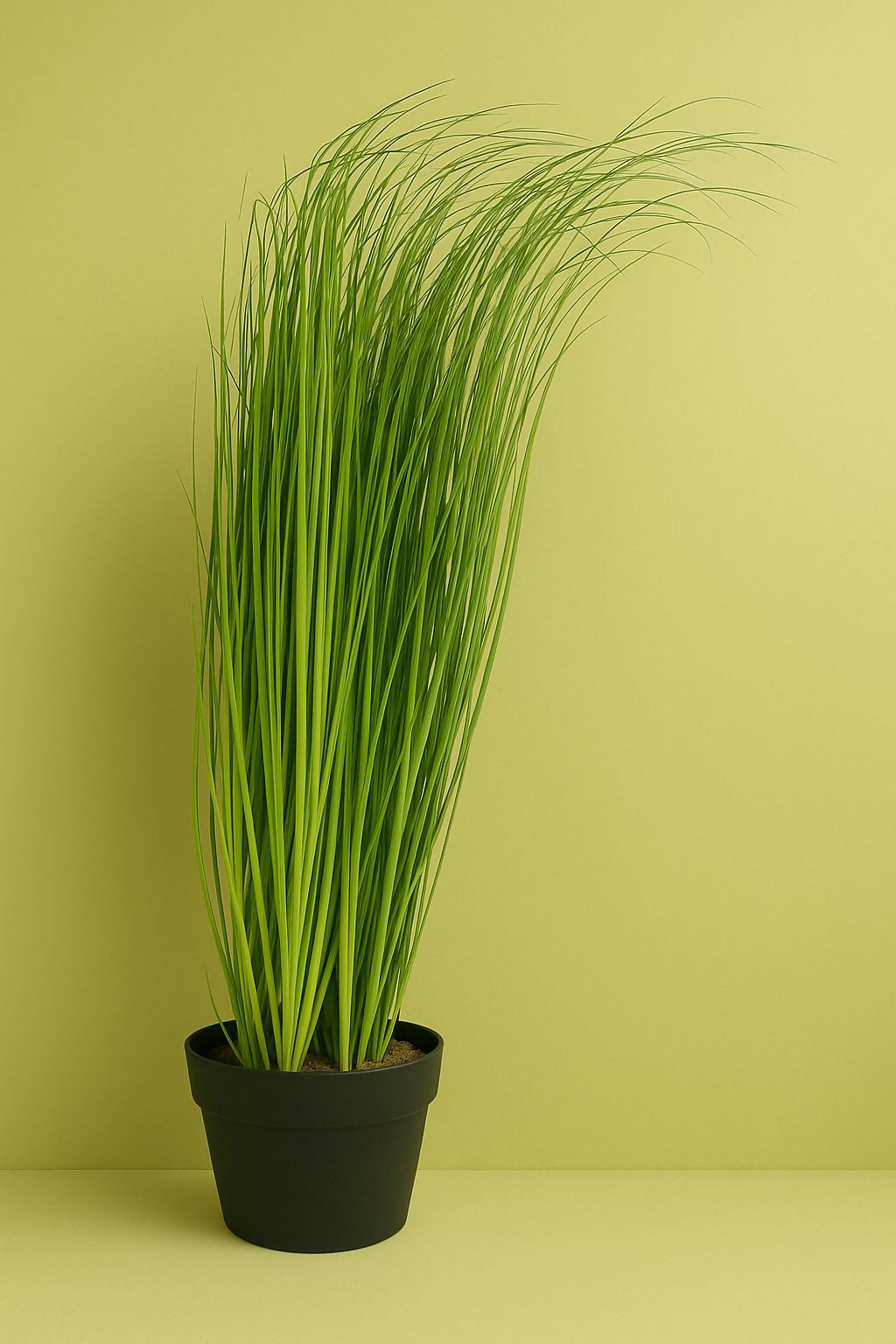 HOME DECOR Artificial Grass Plant in Black Pot – Tall Faux Green Grass for Indoor Decor, Office, Living Room & Tabletop Styling – Maintenance-Free Decorative Plant for Modern Home Interiors