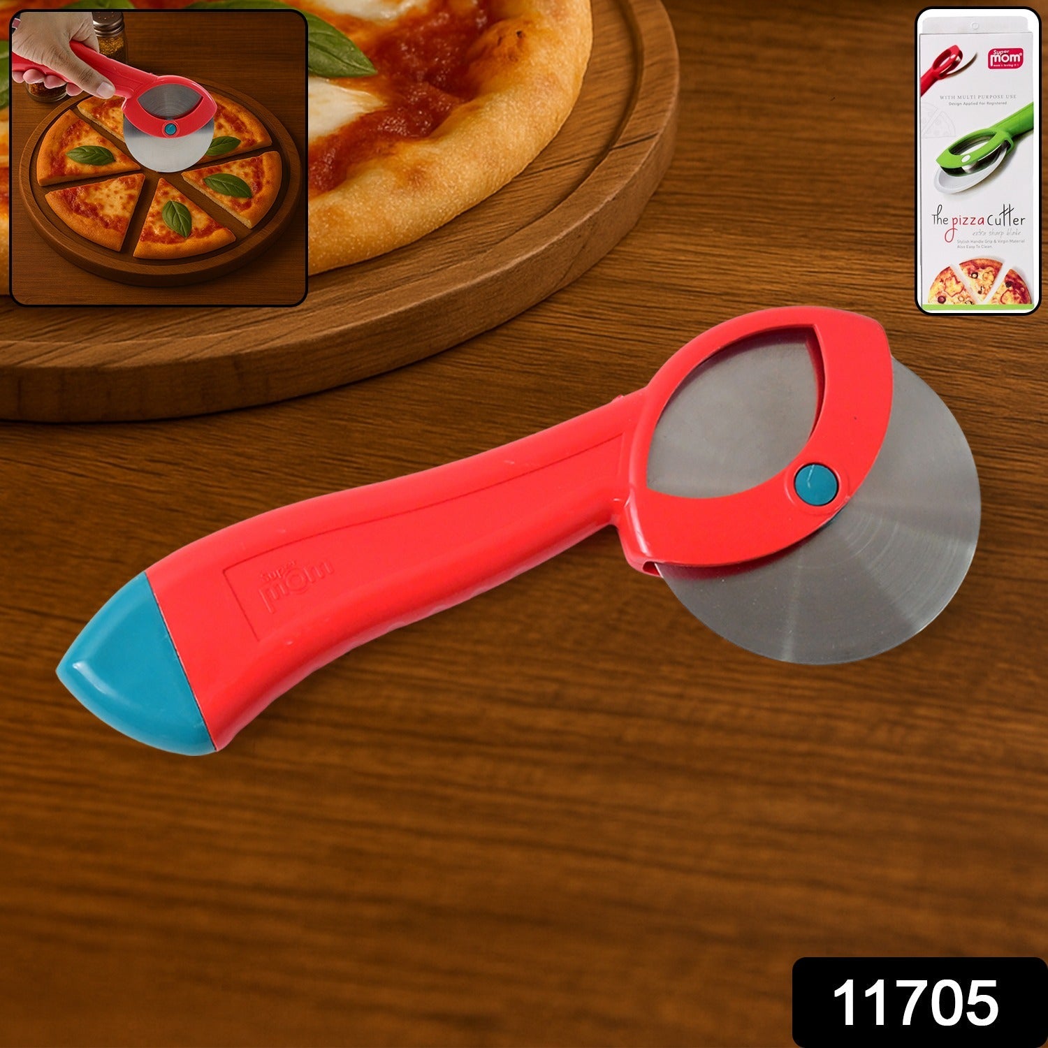 Supermom Premium Stainless Steel Pizza Cutter with Ergonomic Handle (1 Pc)