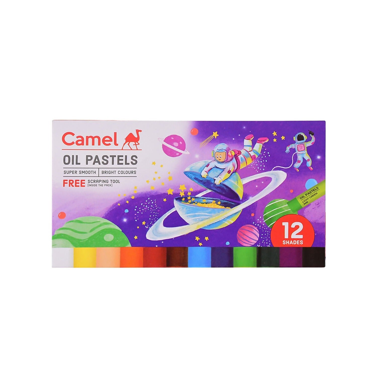 Camel Oil Pastels 12 Assorted Shades with Free Scraping Tool