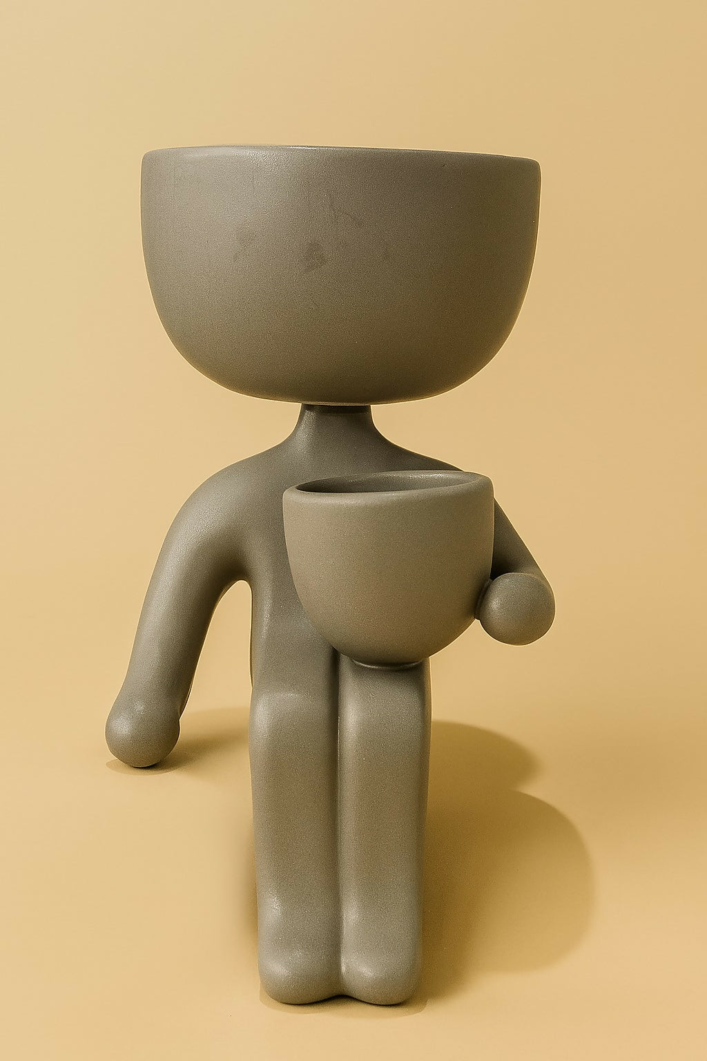 HOME DECOR Creative Human-Shaped Dual Planter Pot – Sitting Figurine Flower Pot for Tabletop Decor, Home, Office, Desk, Balcony – Cute Resin Planter for Succulents, Cactus & Faux Plants (Head & Lap Pots)