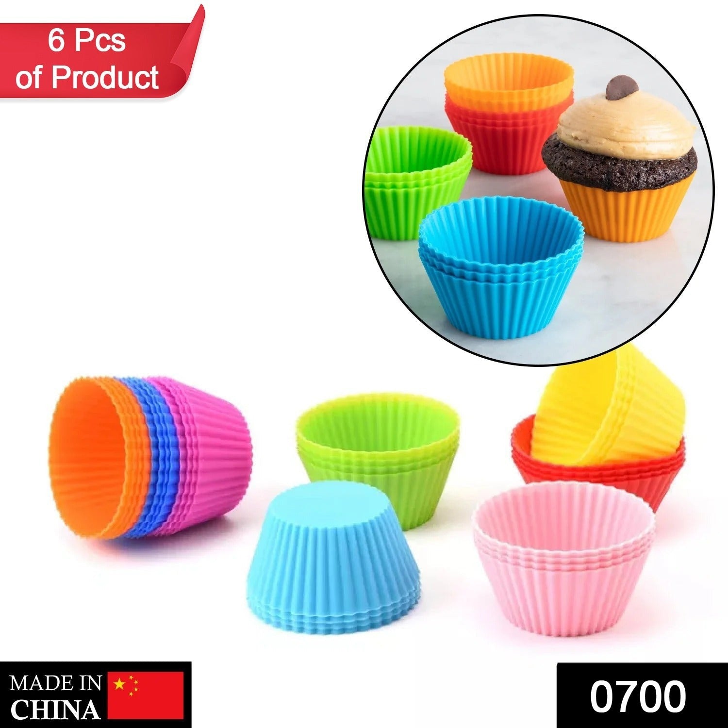 Silicone cupcake Shaped Baking Mold Fondant Cake Tool Chocolate Candy Cookies Pastry Soap Moulds, Diwali (6 pc)