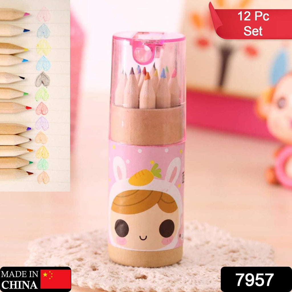 12 Mini Colouring Pencils with Sharpener, Kids Drawing Set for School & Sketching